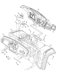 Front Fenders And Dash Diagram and Parts List for 46D 4X4-37ACD710 Cub Cadet Lawn Tractor Accessories
